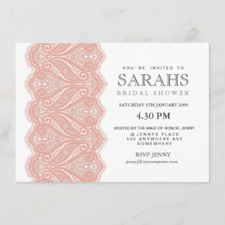 Invitación Fiesta blanco con ducha de color rosa invitado
