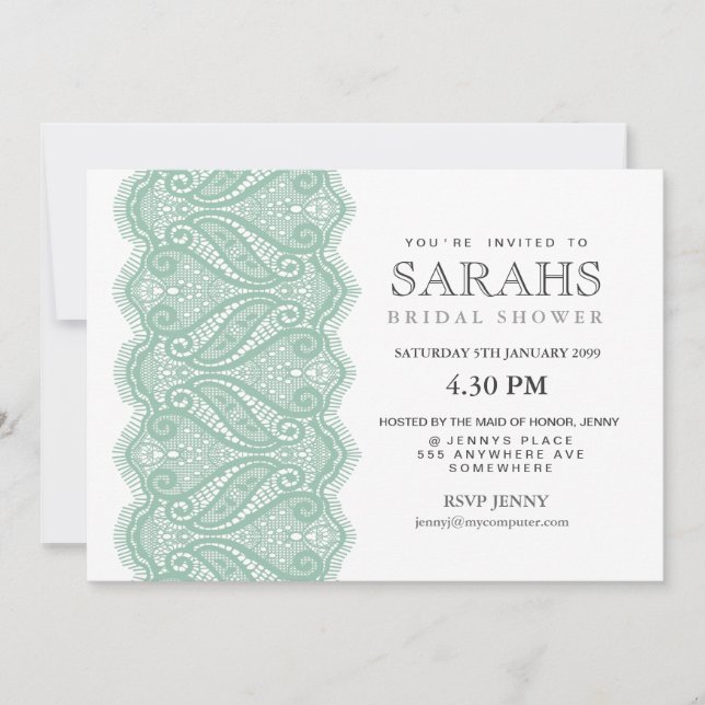 Invitación Fiesta blanco con ducha de novia con leche de ment (Anverso)