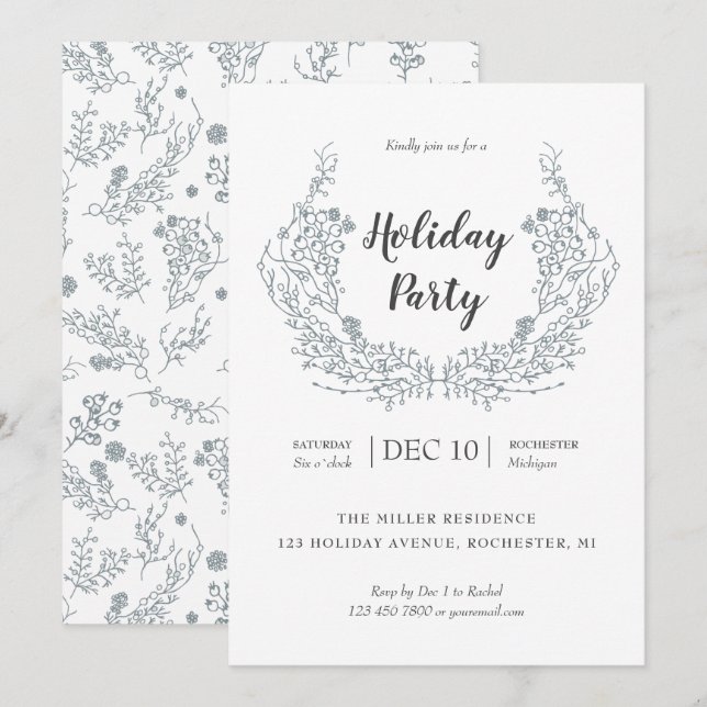 Invitación Fiesta blanco del laurel del día de fiesta de las (Anverso / Reverso)