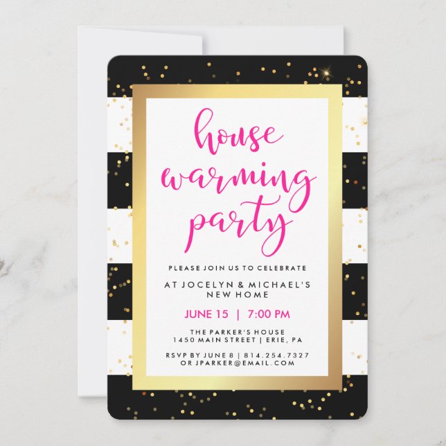 Invitación Fiesta blanco y falso negro del estreno de una (Anverso)