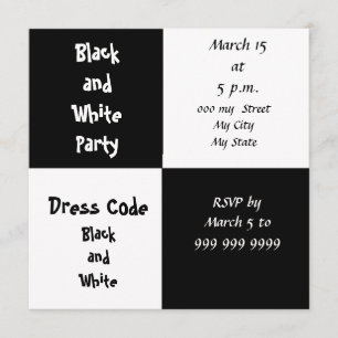 Invitación Fiesta blanco y negro