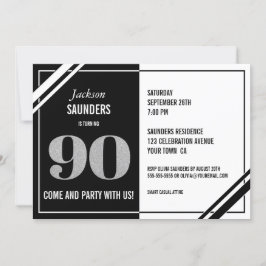 Invitación Fiesta blanco y negro 90 años