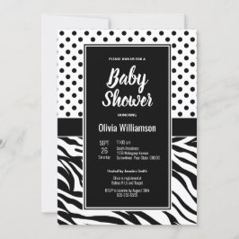 Invitación Fiesta blanco y negro de Baby Shower