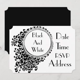 Invitación Fiesta blanco y negro del tema