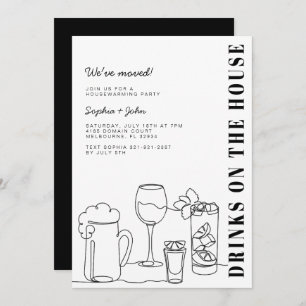 Invitación Fiesta blanco y negro para el calentamiento de la 