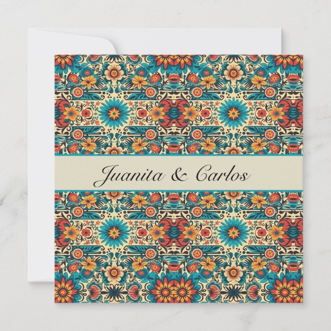 Invitación Fiesta Blooms, personalizable (Anverso)