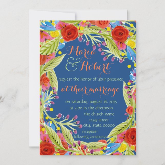 Invitación Fiesta Boda Azul (Anverso)