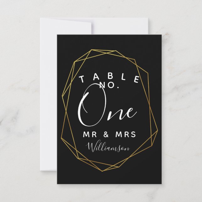 Invitación fiesta/boda de número de tabla de boda geométrico (Anverso)