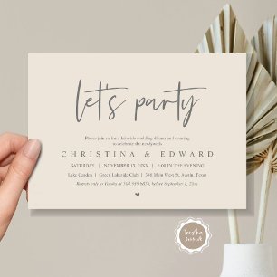 Invitación Fiesta, Boda Elopement, Minimalista moderno