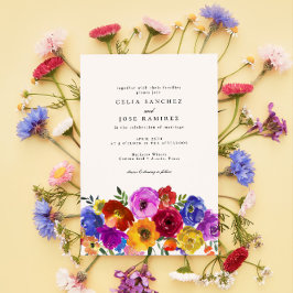Invitación Fiesta Boda floral colorida mexicana
