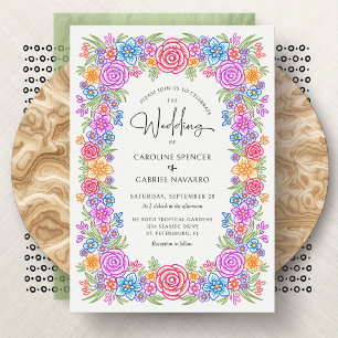 Invitación Fiesta Boda floral colorida mexicana