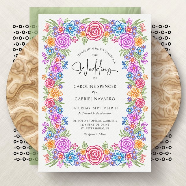 Invitación Fiesta Boda floral colorida mexicana (Subido por el creador)