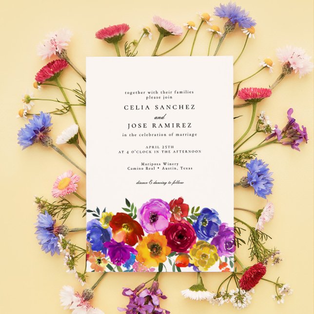Invitación Fiesta Boda floral colorida mexicana (Subido por el creador)