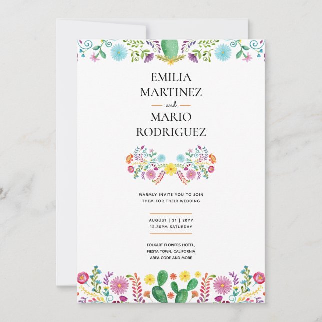 Invitación FIESTA BODA - Floral Folakart moderno (Anverso)