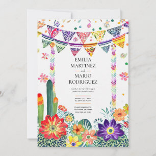 Invitación FIESTA BODA - Flores Folkart modernas