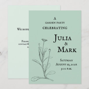 Invitación Fiesta boda Garden   Salto verde azul