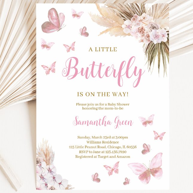 Invitación Fiesta Bohemia de Mariposas para el Bebe (Subido por el creador)