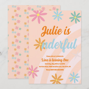 Invitación Fiesta Boho Arcoíris Terroso Primer Cumpleaños One