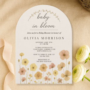 Invitación Fiesta Boho Baby In Bloom Floral para el Bebé