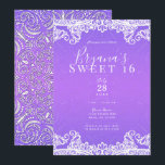 Invitación Fiesta Boho de Dulces 16 años con Encaje Morado Ro<br><div class="desc">Personalizar para cualquier evento</div>