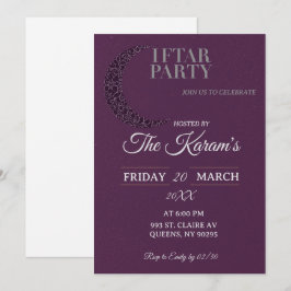 Invitación Fiesta Boho Morada Minimalista Mezquita Ramadan If