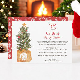 Invitación Fiesta Boho Red and White Corporate Christmas Tree