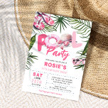 Invitación Fiesta bonito Chica Pink  Cumpleaños<br><div class="desc">Espléndalo con nuestro "Invitación de cumpleaños del Fiesta del Chica Rosa Bonito". Esta invitación elegantemente capta el espíritu del verano con follaje tropical, lo esencial junto a la piscina y un audaz encabezado de Fiesta POOL. Con un moderno tipo de letra sans sobre un fondo blanco y nítido, es una...</div>
