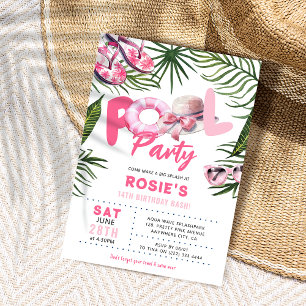 Invitación Fiesta bonito Chica Pink  Cumpleaños