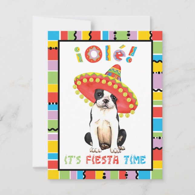 Invitación Fiesta Boston Terrier (Anverso)