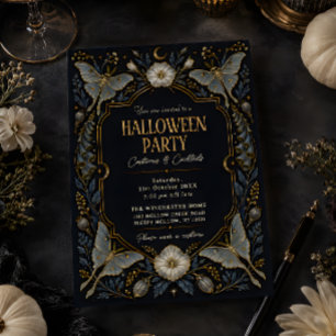 Invitación Fiesta Botánica de Halloween de Oro Negro