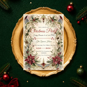 Invitación Fiesta Botánica de Navidad Elegante