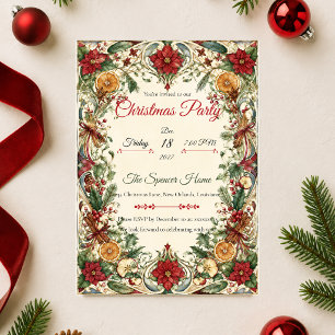 Invitación Fiesta Botánica de Navidad Elegante