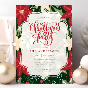 Invitación Fiesta Botánica Floral de Navidad con Poinsettia