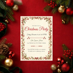Invitación Fiesta Botánica Navideña Elegante