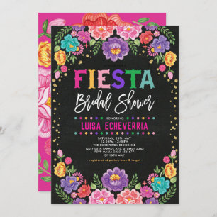 Invitación Fiesta Bridal Ducha Mexicana Flor Chalkboard