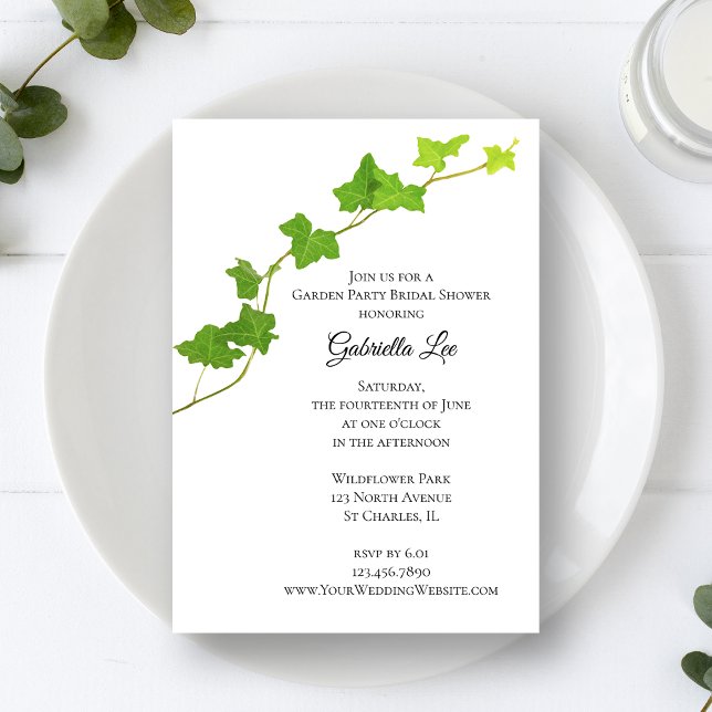 Invitación Fiesta  Bridal Ivy Vine Garden Inglés Verde (Subido por el creador)