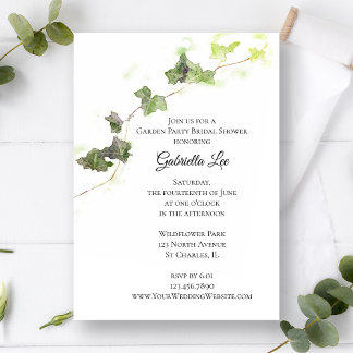 Invitación Fiesta Bridal Ivy Vine Garden Inglés Verde