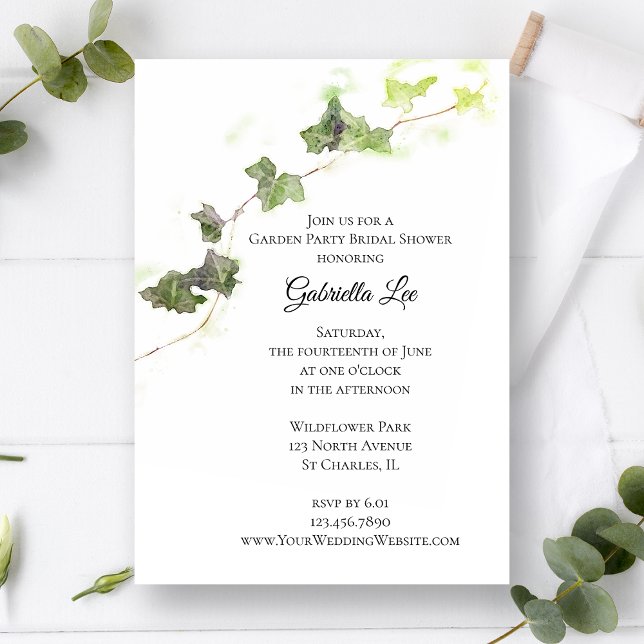 Invitación Fiesta  Bridal Ivy Vine Garden Inglés Verde (Subido por el creador)