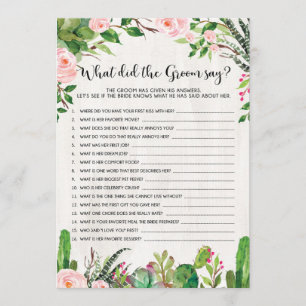 Invitación Fiesta Bridal Shower Game Lo que dijo Groom