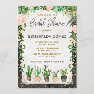 Invitación Fiesta Bridal Shower Invita a Suculento Fiesta Cac