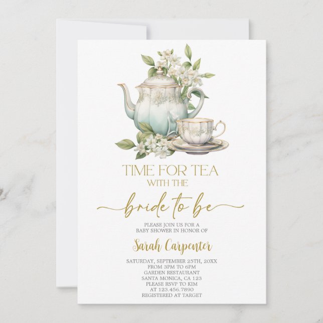 Invitación Fiesta Bridal Shower Tea (Anverso)