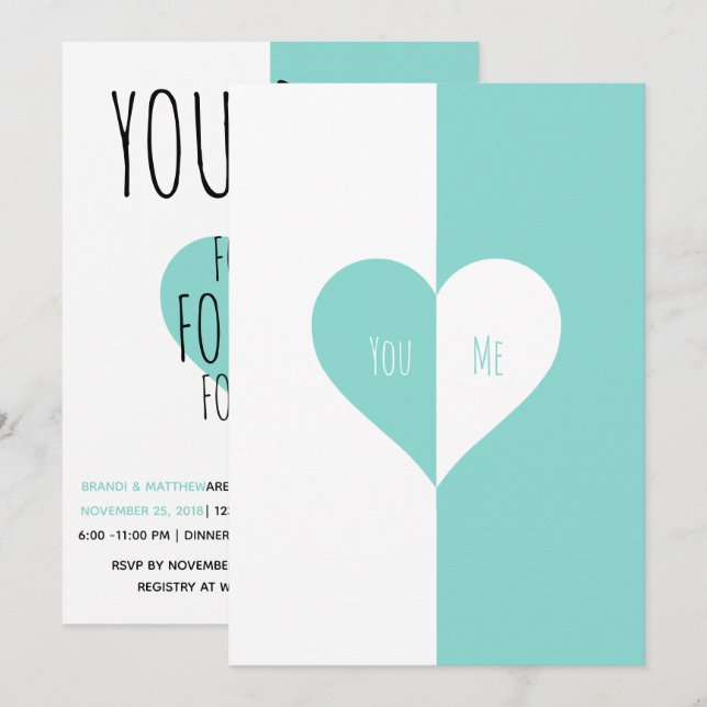 Invitación Fiesta BRIDE Blue You & Me Boda Suite (Anverso / Reverso)