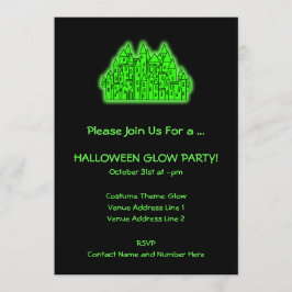 Invitación Fiesta brillante de Halloween verde animado