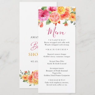 Invitación Fiesta Brillante Flores Floral Cítrico Despedida d