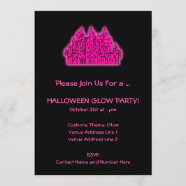 Invitación Fiesta brillante rosado de Halloween