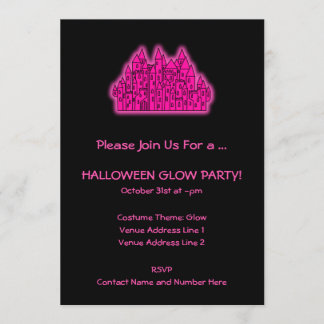 Invitación Fiesta brillante rosado de Halloween