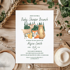 Invitación Fiesta Brunch de Baby Shower de Amigos del Bosque