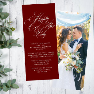 Invitación Fiesta Burgundy Blanca Escritura Felices para Siem