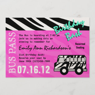 Invitación Fiesta Bus Birthday Bash