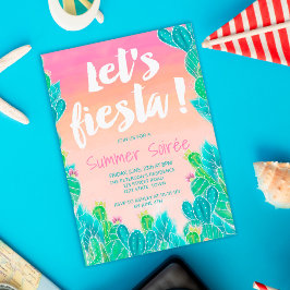 Invitación Fiesta Cacti patrón acuarela verano fiesta